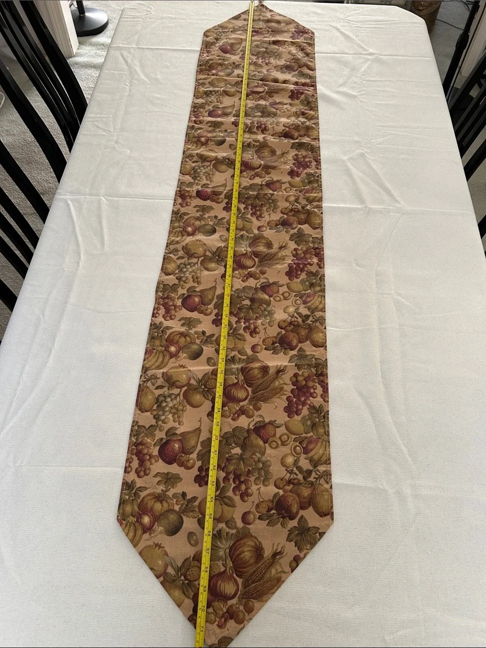 Vintage Woven Tapestry Table Runner Harvest Fruit Fall Thanksgiving Decor